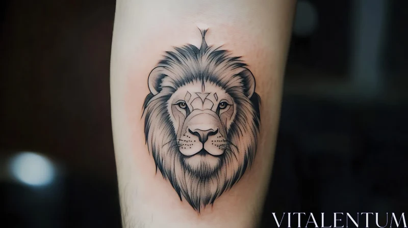 Intricate Lion Face Tattoo AI Image