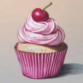 Cupcake with Cherry Topping