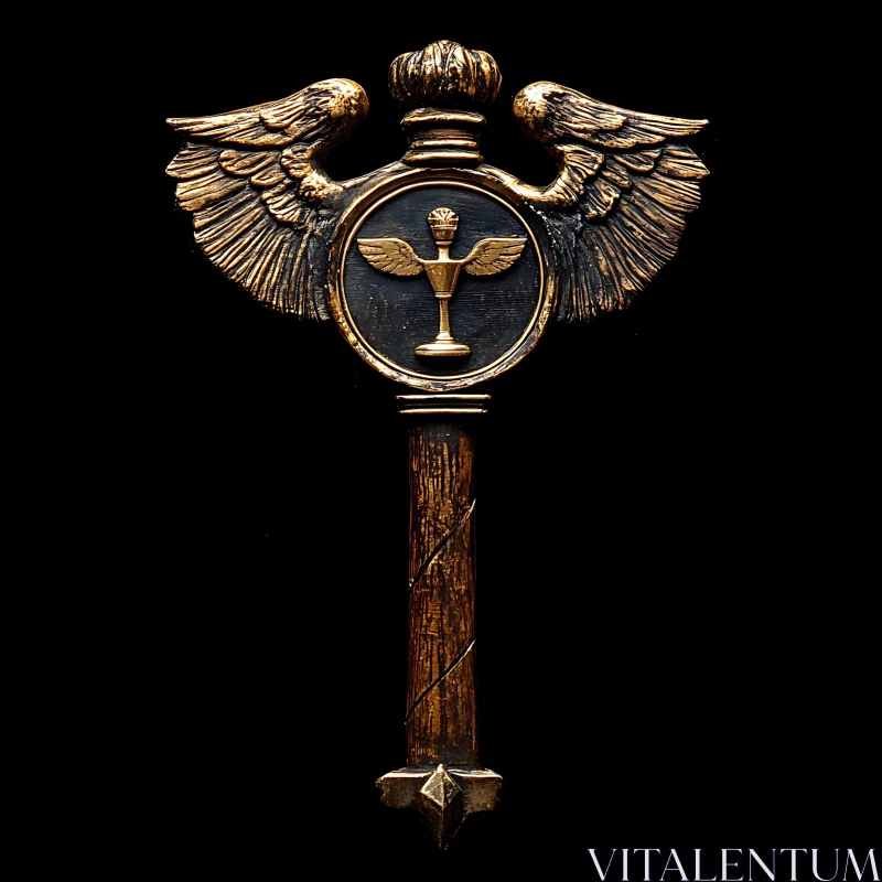 AI ART Ornate Golden Key on Black Background