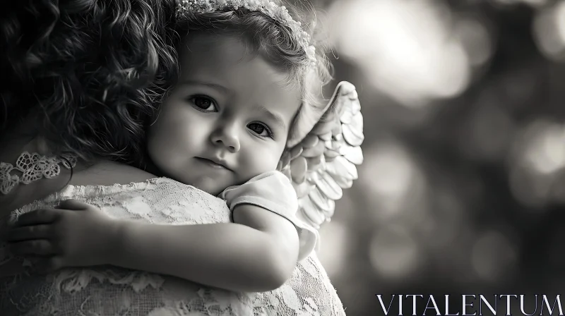 AI ART Monochrome Angelic Child Portrait