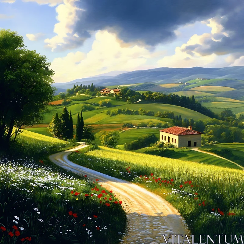 AI ART Idyllic Countryside View in Tuscany