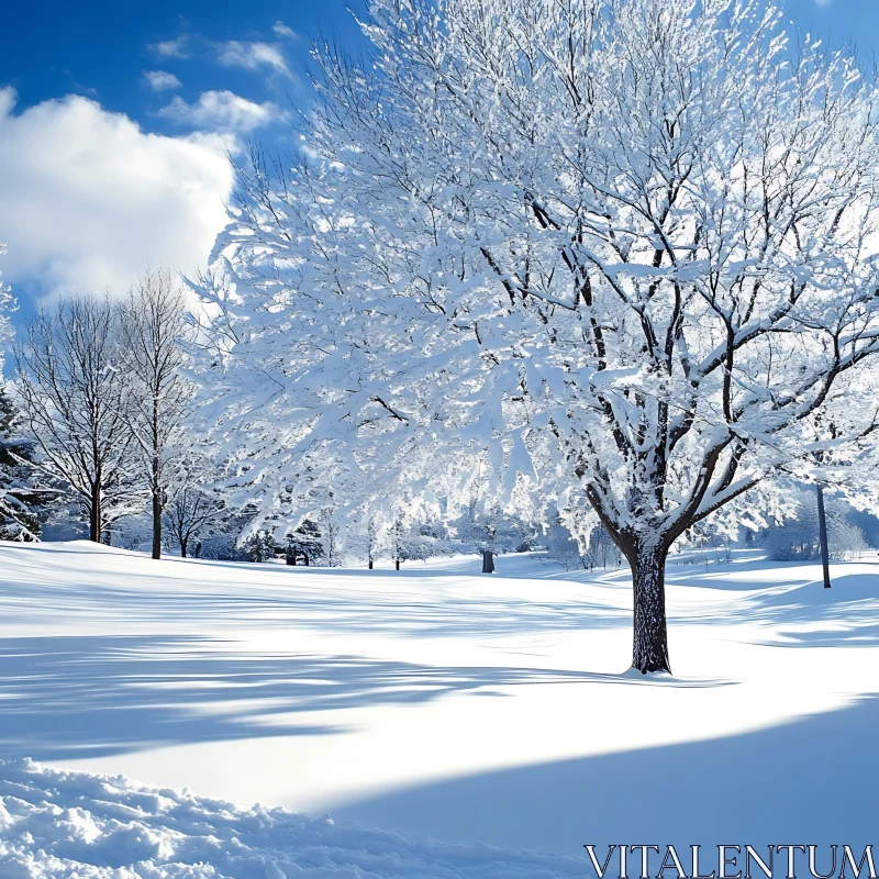 AI ART Snowy Trees on a Winter Day