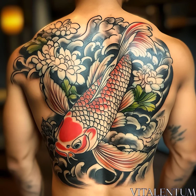 Koi Fish Tattoo on Back AI Image