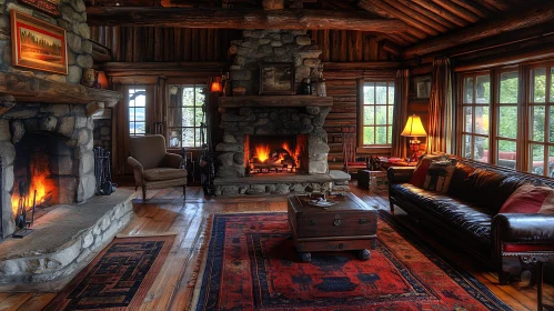 Rustic Cabin with Warm Fireplaces