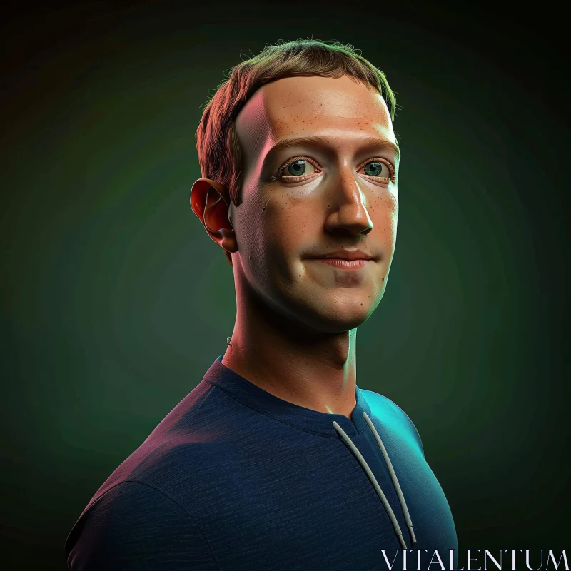 AI ART Lifelike Digital Portrait of Mark Zuckerberg