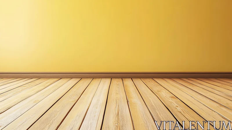 Yellow Room with Wooden Floor AI Image