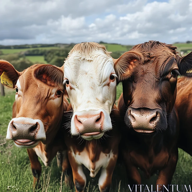 Close-Up of Cows in Pasture AI Image