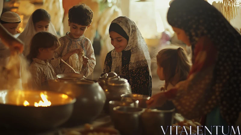 Kids Enjoying Food Cultural Celebration AI Image