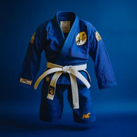 Martial Arts Uniform on Blue Backdrop