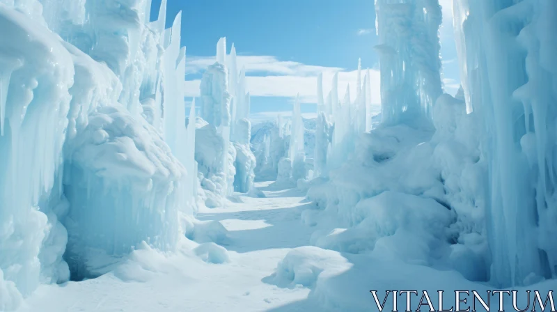 Surrealistic Icy Mountain Landscape - A Frozen Fantasy World AI Image