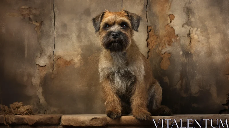 Terrier on a Brick Wall: A Study in Textures and Emotion AI Image