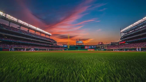 Sunset Over Baseball Stadium