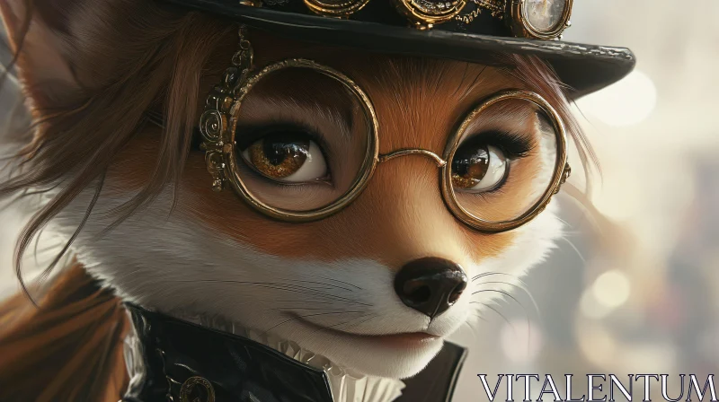 Steampunk Fox Character Portrait AI Image