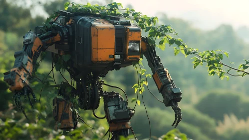 Overgrown Robot in Forest