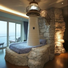 Coastal Bedroom with Lighthouse Bed