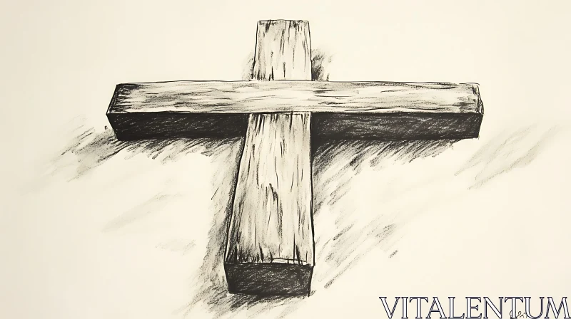 AI ART Monochrome Cross Drawing