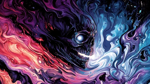 Colorful Skull Abstract Painting