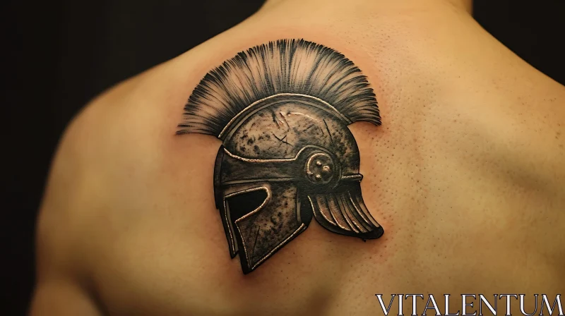 Roman Spartan Helmet Tattoo Art AI Image