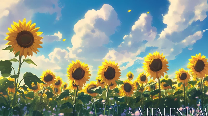 Golden Sunflowers in a Sunny Meadow AI Image