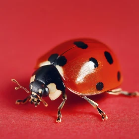 Macro Image of Ladybug on Red