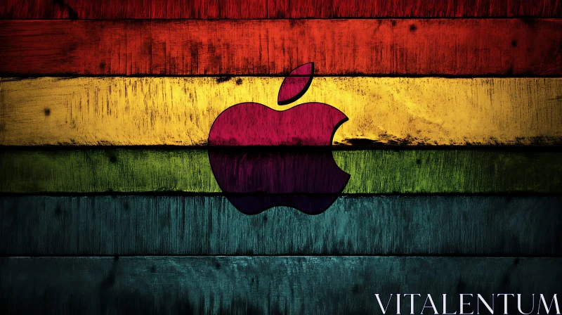 AI ART Grunge Apple Logo with Color Stripes