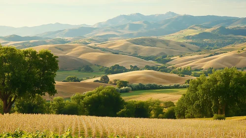 Tranquil Mountain View with Rolling Hills