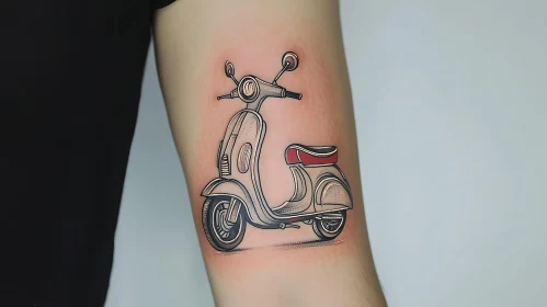 Arm Tattoo of Vintage Scooter