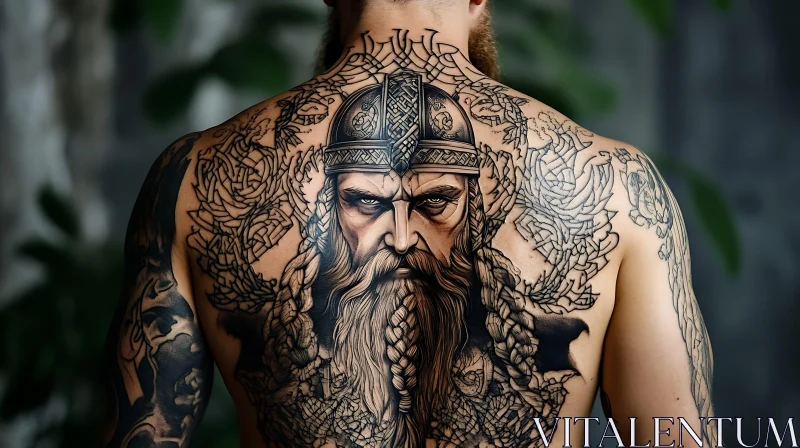 Norse Mythology-Inspired Back Tattoo AI Image