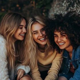 Three Friends Share a Moment of Laughter