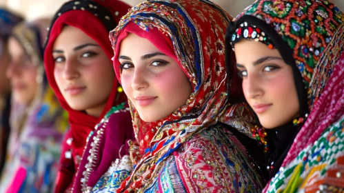 Portraits of Women in Colorful Headscarves