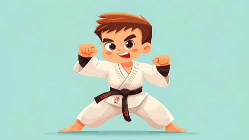 Karate Kid Cartoon Illustration