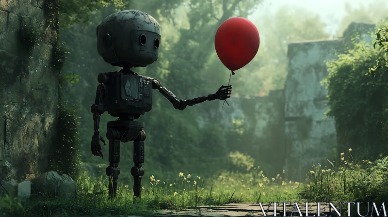 AI ART Lonely Robot with Balloon