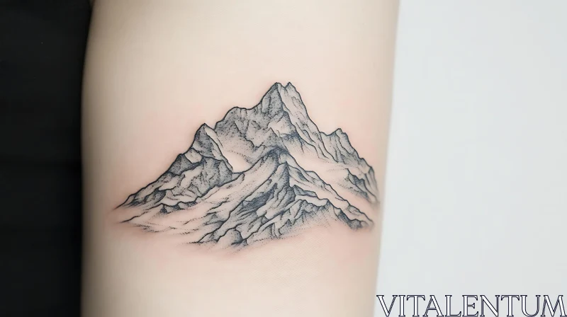 AI ART Monochromatic Mountain Tattoo