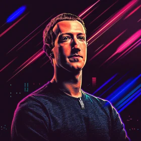 Futuristic Neon Portrait of Mark Zuckerberg