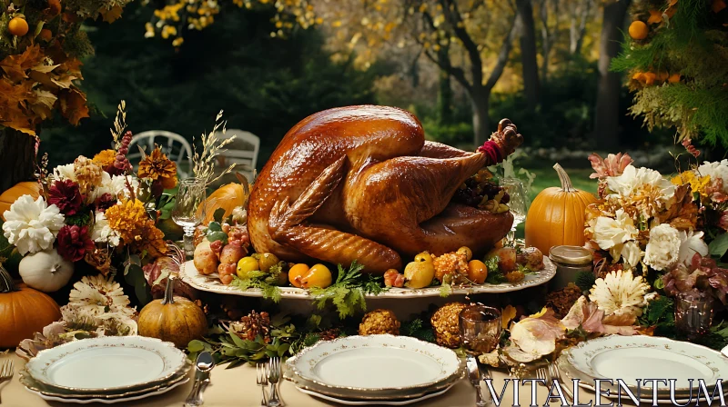 Autumnal Thanksgiving Dinner AI Image