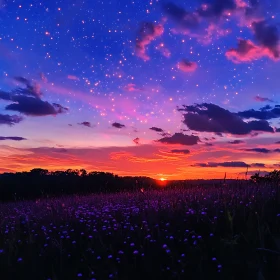 Sunset Field of Flowers