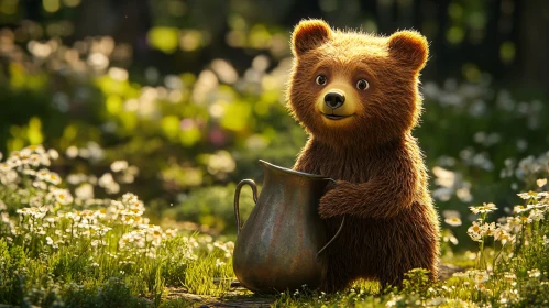 Whimsical Bear with Pitcher