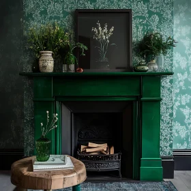 Stylish Interior with Green Fireplace