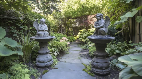 Garden Path with Angel Statues