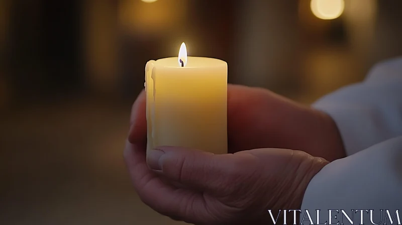 Candle in Hands: A Beacon of Hope AI Image