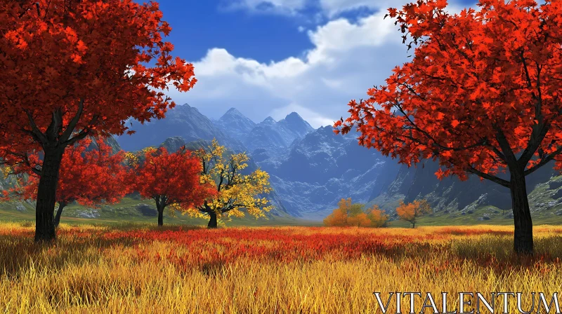 AI ART Scenic Autumnal Mountain Vista