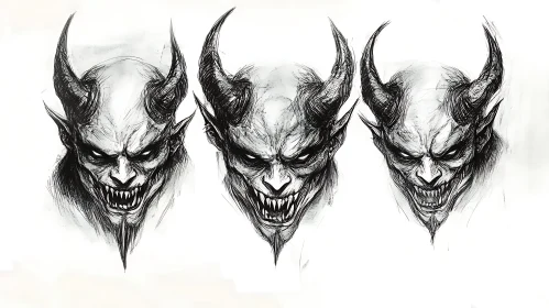 Menacing Demon Faces Art