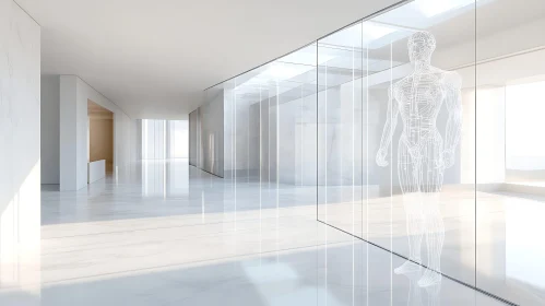 Modern White Interior with Glass Partition