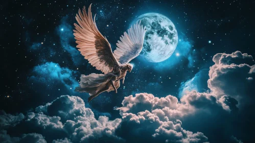 Winged Guardian in the Night Sky