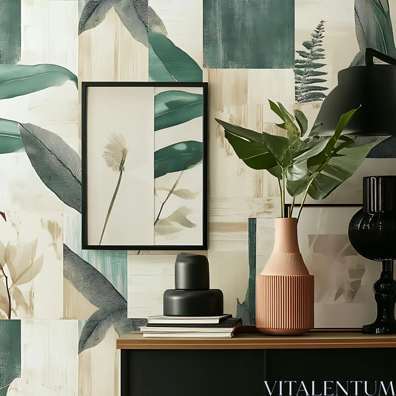 Serene Botanical Interior with Modern Accents AI Image