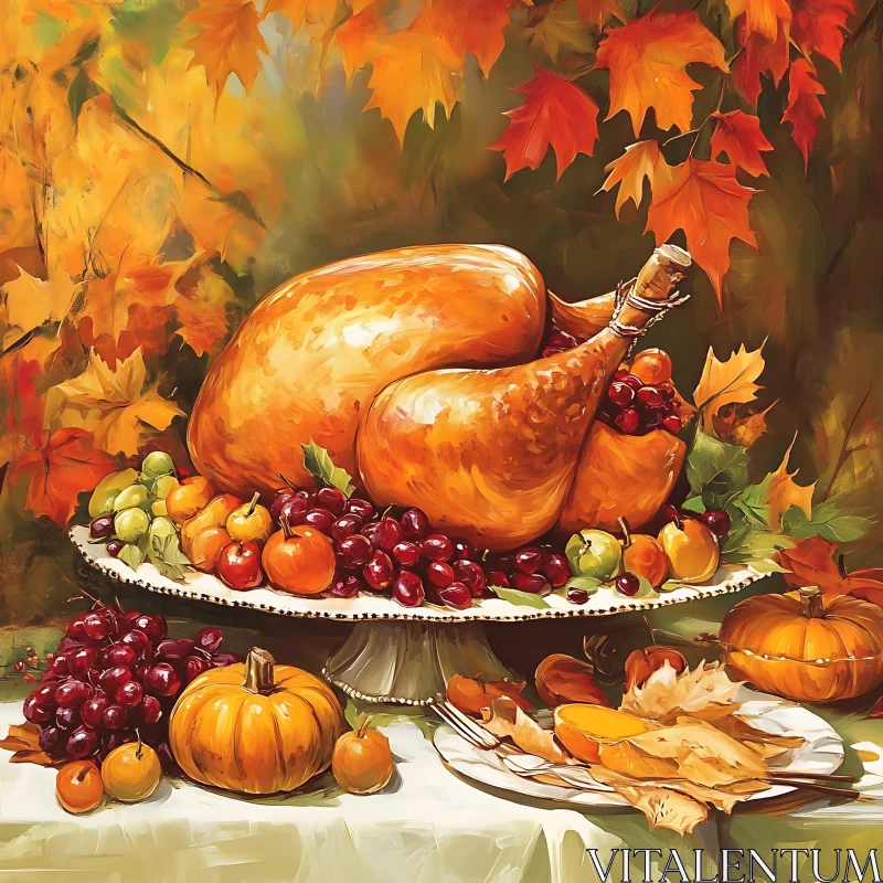 AI ART Autumn Harvest Turkey Dinner