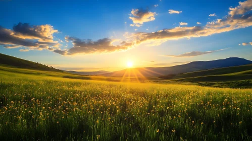 Sunset Field of Flowers