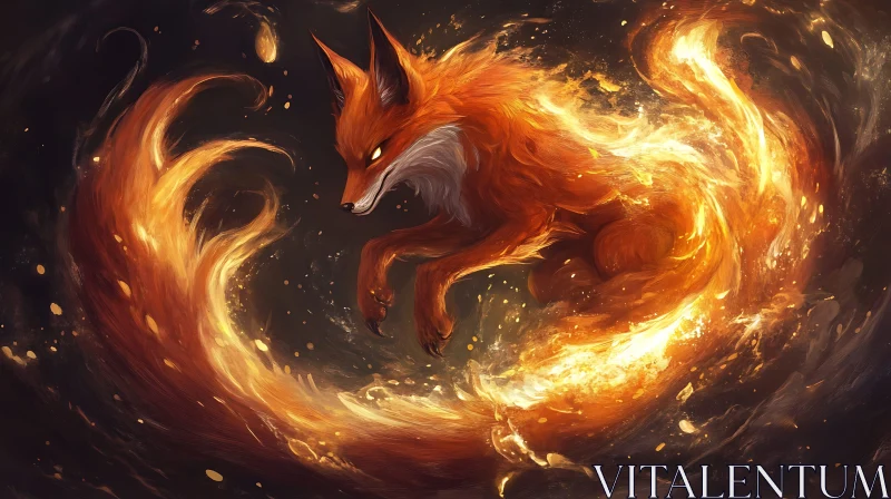 AI ART Fox Ablaze: A Creature of Fire