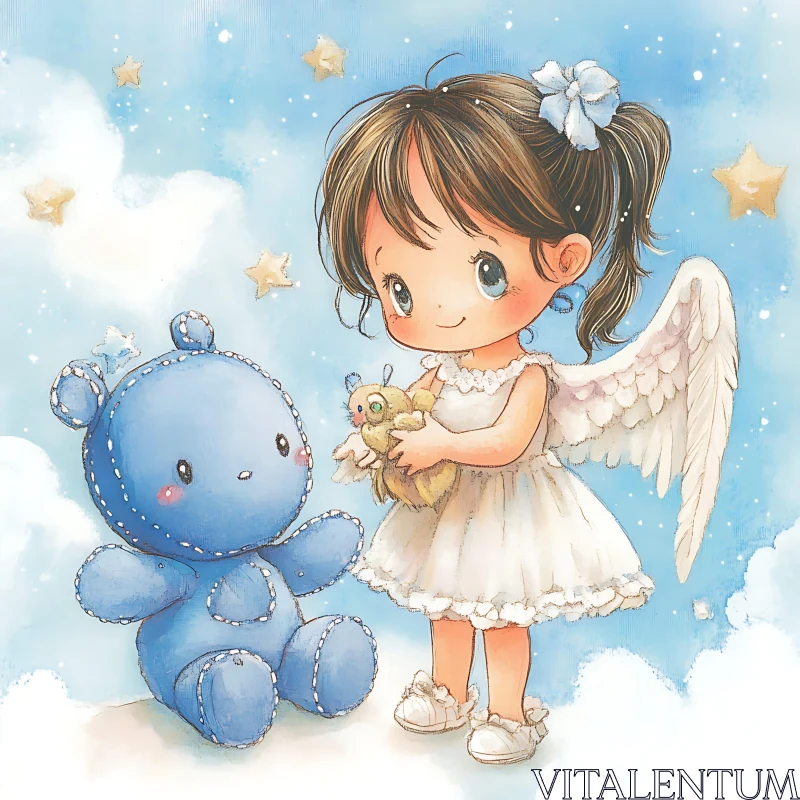 Whimsical Angel and Toys Illustration AI Image