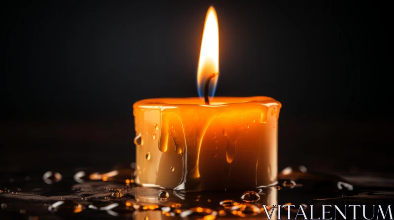 Abstract Candle with Water Droplets - Light Orange and Dark Gold AI Image